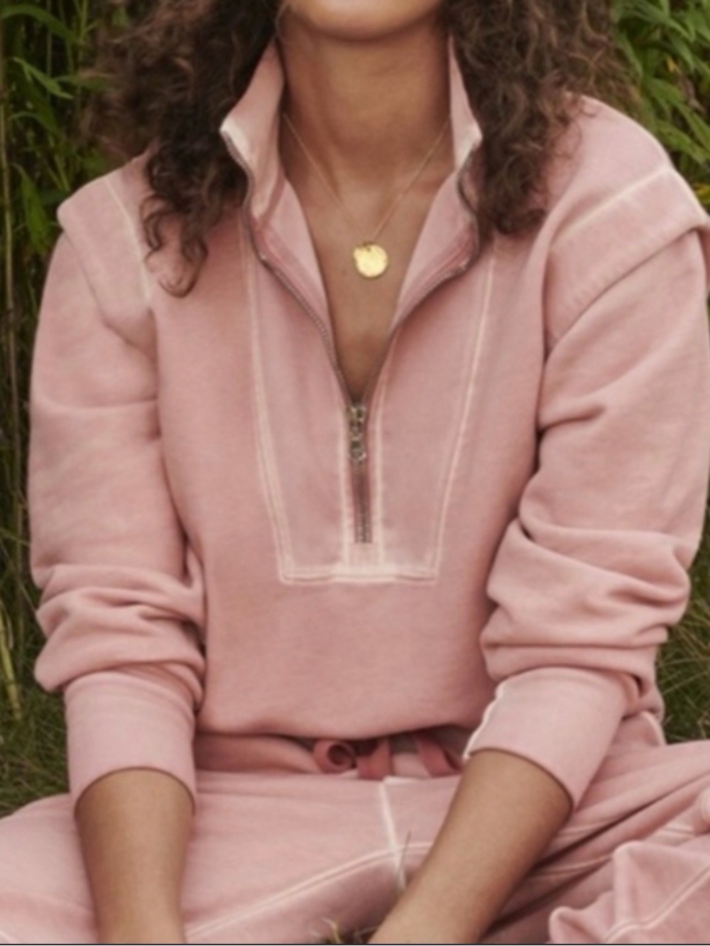 Veronica Beard Dylan Half-Zip Sweatshirt in Rosewood